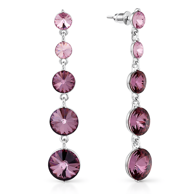 Graduating Rivoli Drop Earrings - Plum