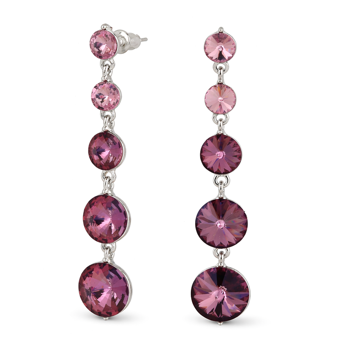Graduating Rivoli Drop Earrings - Plum