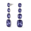Three-Stone Cushion Drop Earrings - Amethyst
