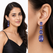 Three-Stone Cushion Drop Earrings - Amethyst