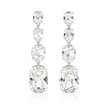 Three-Stone Cushion Drop Earrings - Clear