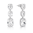 Three-Stone Cushion Drop Earrings - Clear