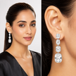 Three-Stone Cushion Drop Earrings - Clear