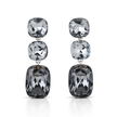 Three-Stone Cushion Drop Earrings - Black