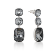 Three-Stone Cushion Drop Earrings - Black