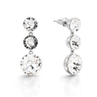 Clear Three-Stone Round Drop Earrings
