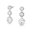 Clear Three-Stone Round Drop Earrings