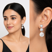 Clear Three-Stone Round Drop Earrings