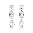 Clear Cushion and Pear Three-Stone Drop Earrings