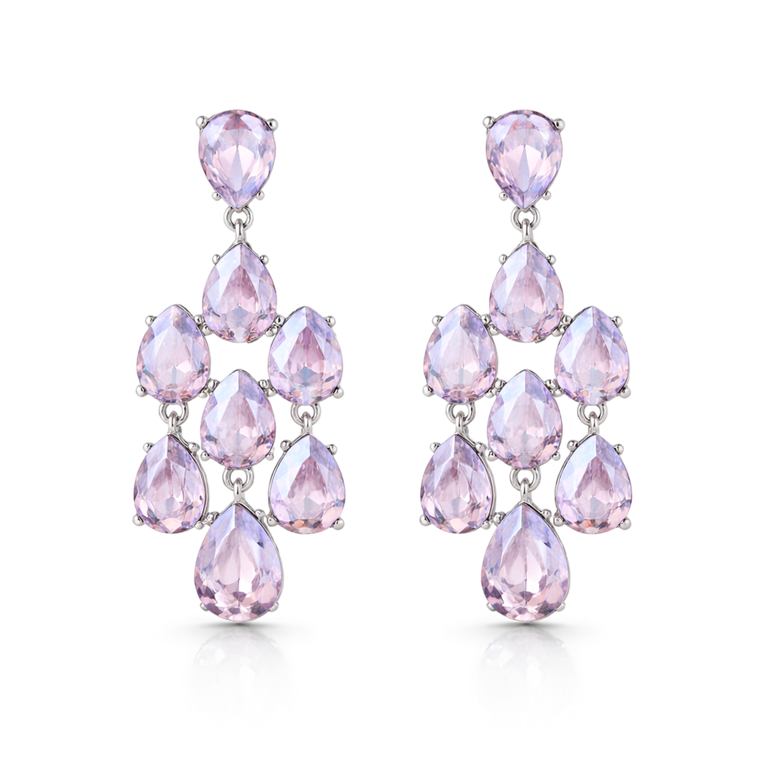 Pear Chandelier Drop Earrings - Lavender
