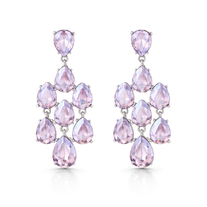 Pear Chandelier Drop Earrings - Lavender