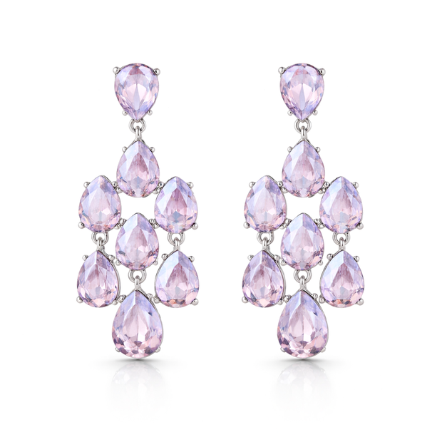 Pear Chandelier Drop Earrings - Lavender