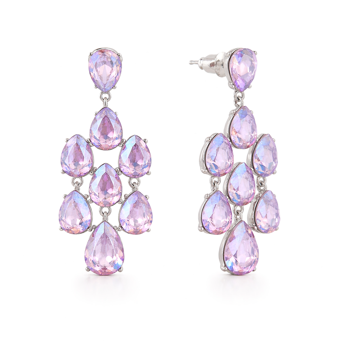 Pear Chandelier Drop Earrings - Lavender
