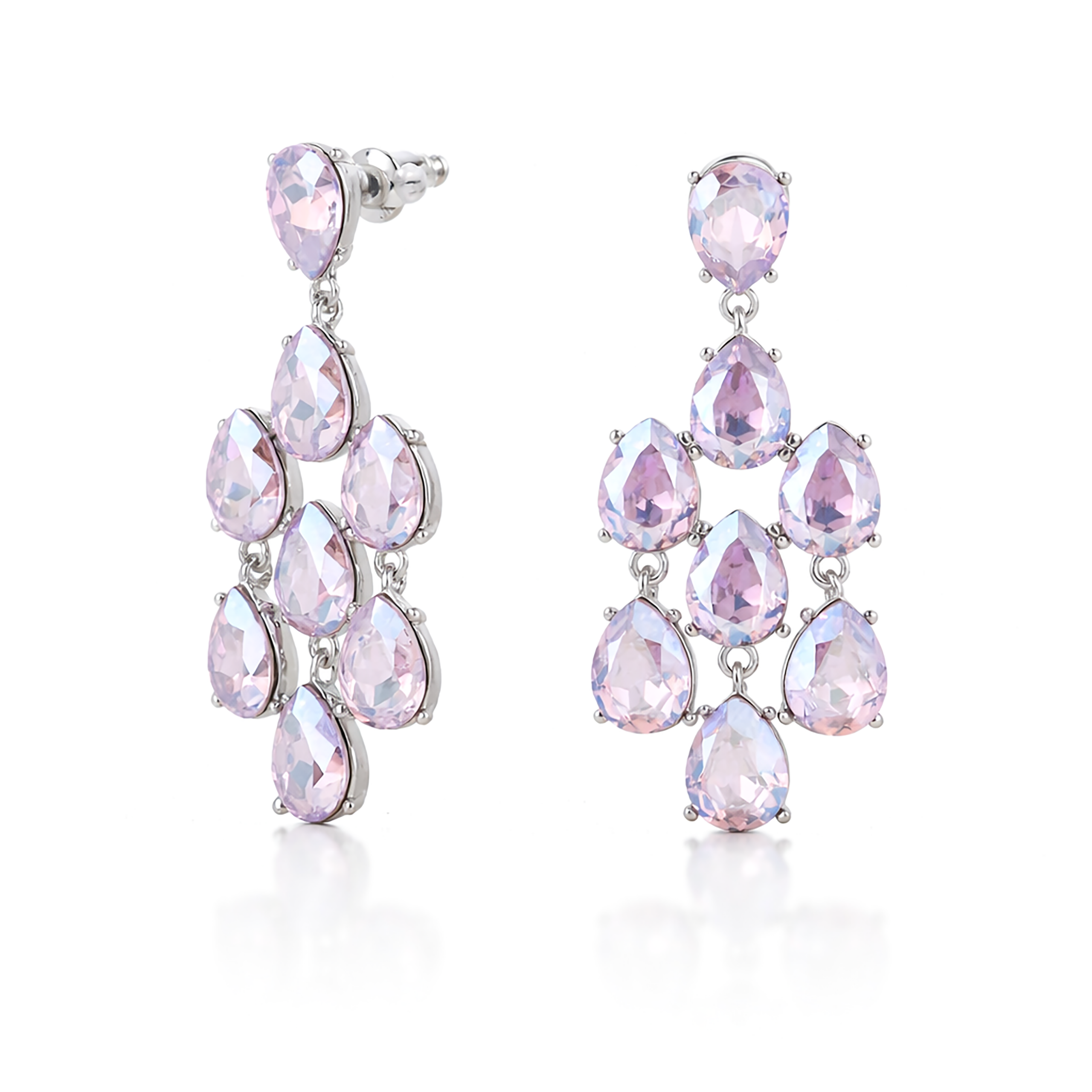 Pear Chandelier Drop Earrings - Lavender