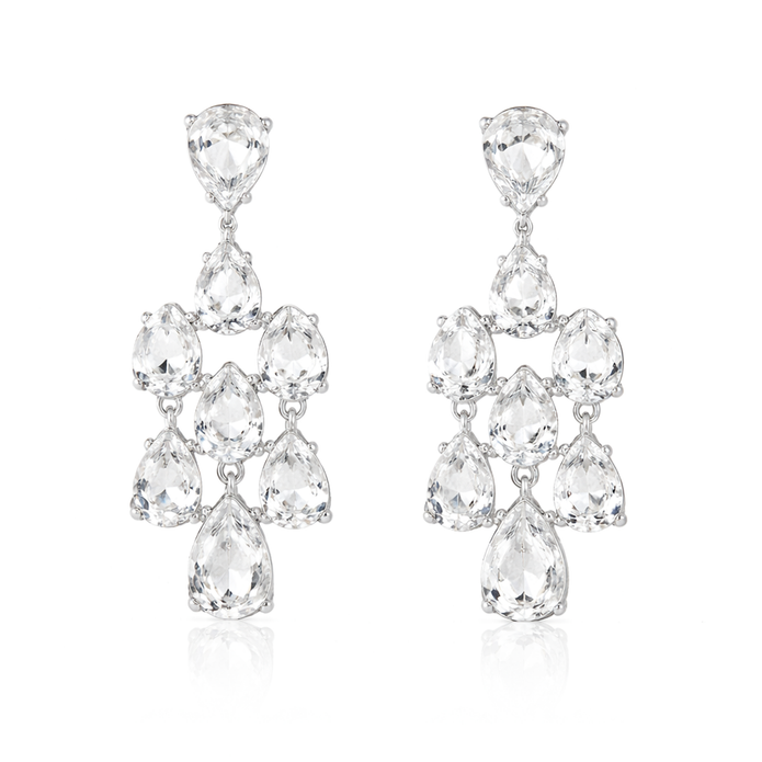 Pear Chandelier Drop Earrings - Clear