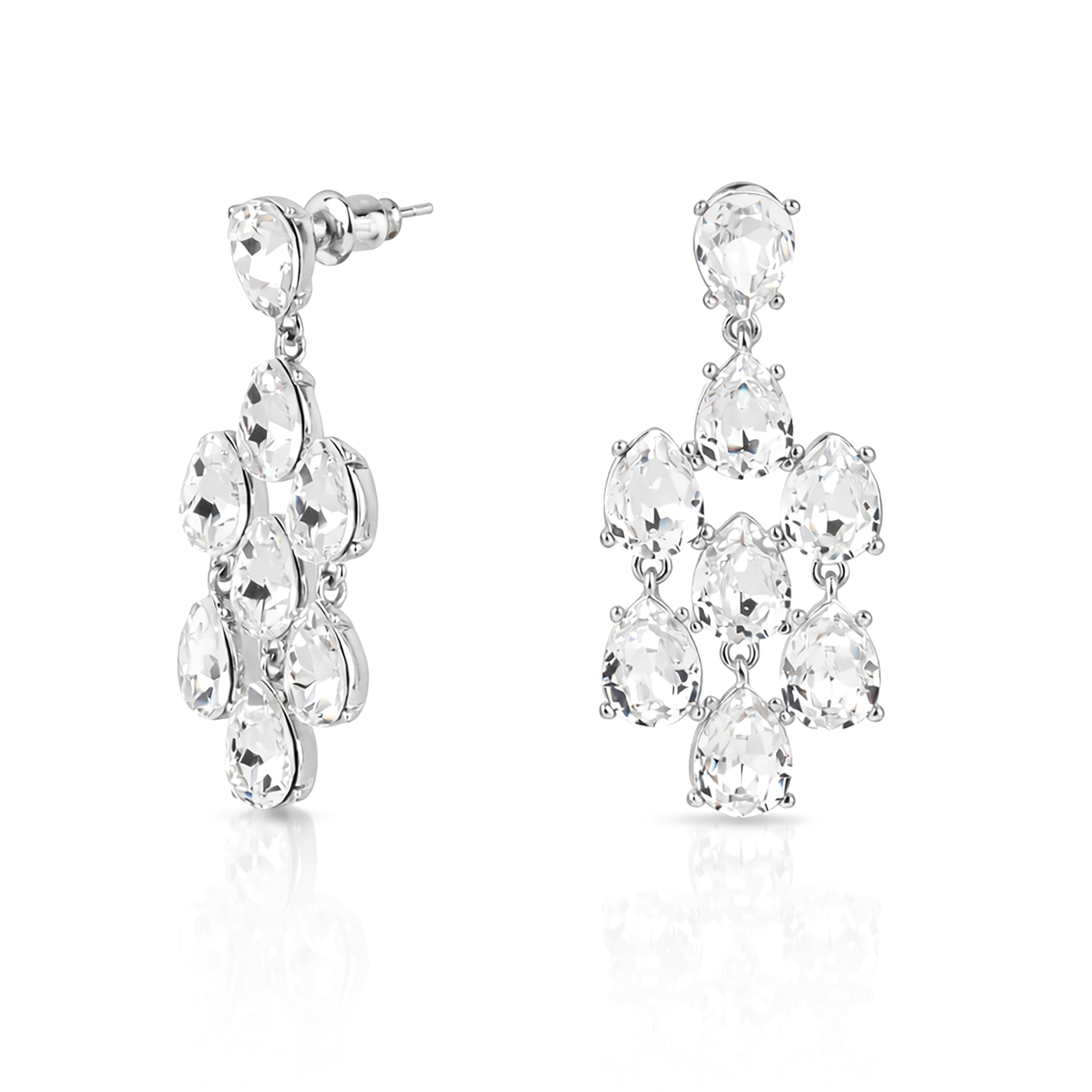 Pear Chandelier Drop Earrings - Clear