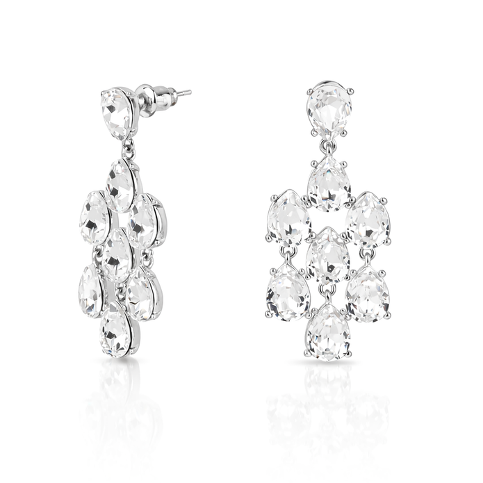 Pear Chandelier Drop Earrings - Clear
