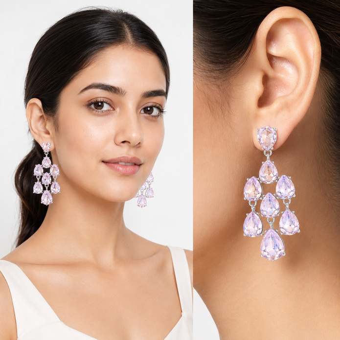 Pear Chandelier Drop Earrings - Aurora