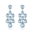 Pear Chandelier Drop Earrings - Aqua Blue