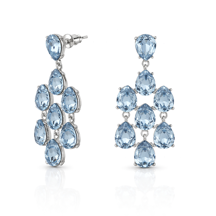 Pear Chandelier Drop Earrings - Aqua Blue