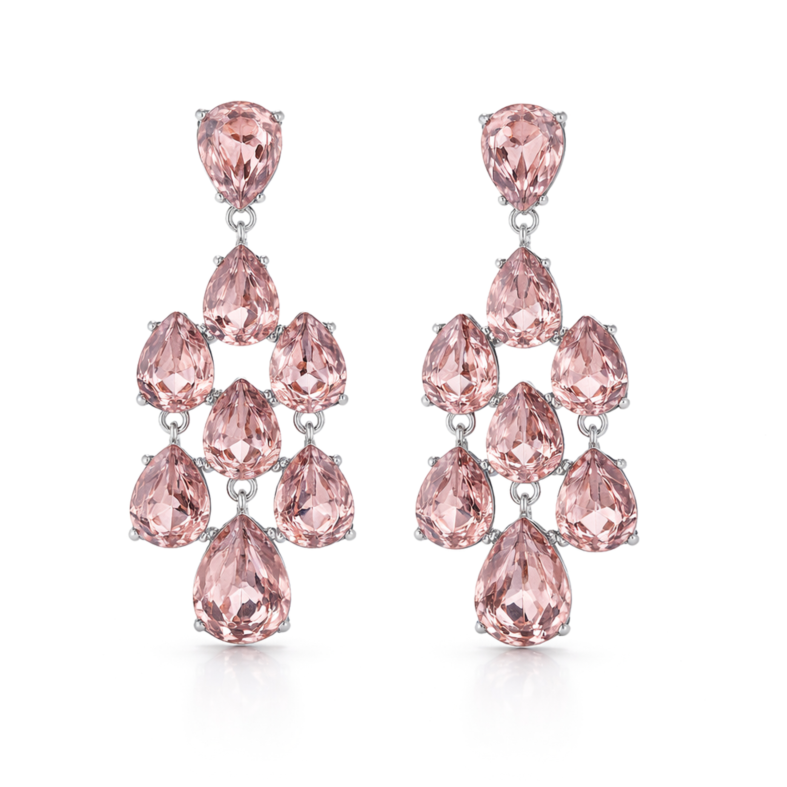 Pear Chandelier Drop Earrings - Peach
