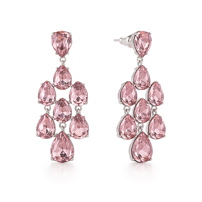 Pear Chandelier Drop Earrings - Peach