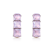 Three-Stone Baguette Huggie Hoop Earrings - Lavender