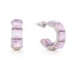 Three-Stone Baguette Huggie Hoop Earrings - Lavender