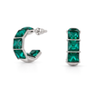 Three-Stone Baguette Huggie Hoop Earrings - Emerald Green
