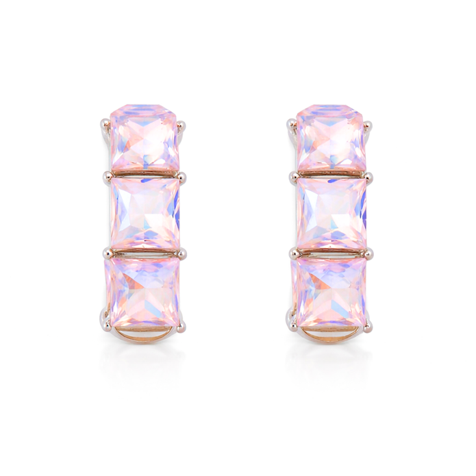 Three-Stone Baguette Huggie Hoop Earrings - Aurora