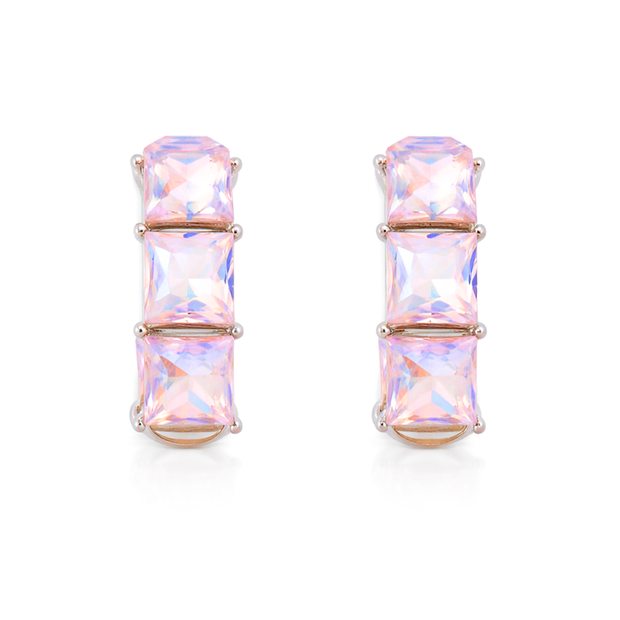 Three-Stone Baguette Huggie Hoop Earrings - Aurora