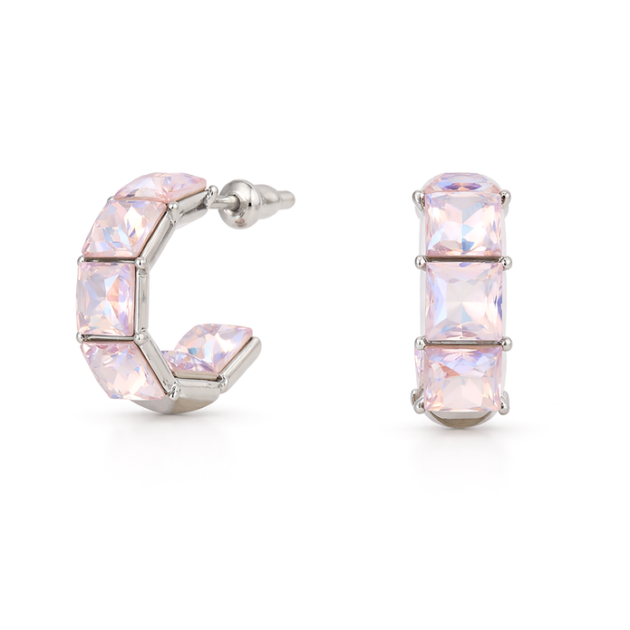 Three-Stone Baguette Huggie Hoop Earrings - Aurora
