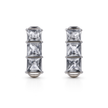 Three-Stone Baguette Huggie Hoop Earrings - Clear