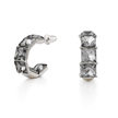 Three-Stone Baguette Huggie Hoop Earrings - Clear
