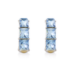 Three-Stone Baguette Huggie Hoop Earrings - Aqua Blue
