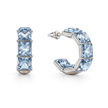 Three-Stone Baguette Huggie Hoop Earrings - Aqua Blue