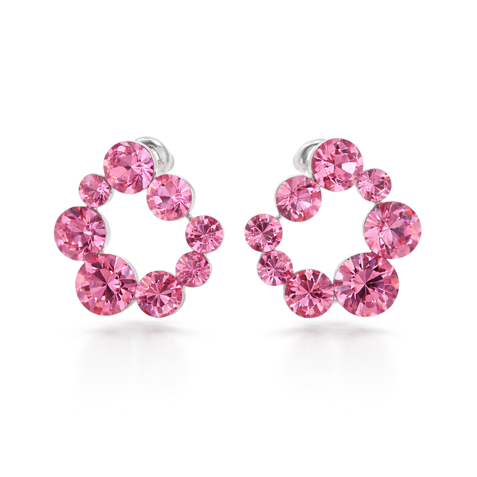 Swirl Wreath Cluster Stud Earrings - Pink