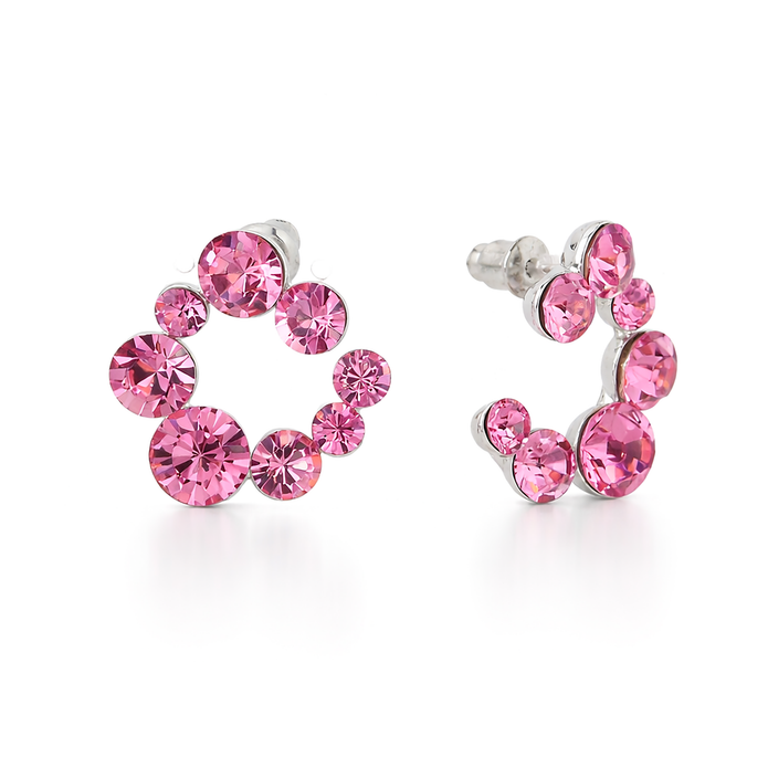 Swirl Wreath Cluster Stud Earrings - Pink