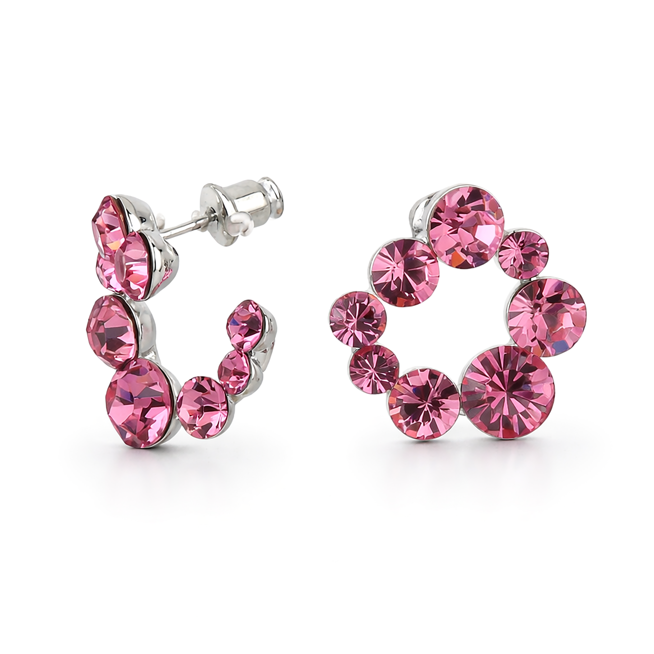 Swirl Wreath Cluster Stud Earrings - Pink