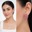 Swirl Wreath Cluster Stud Earrings - Pink