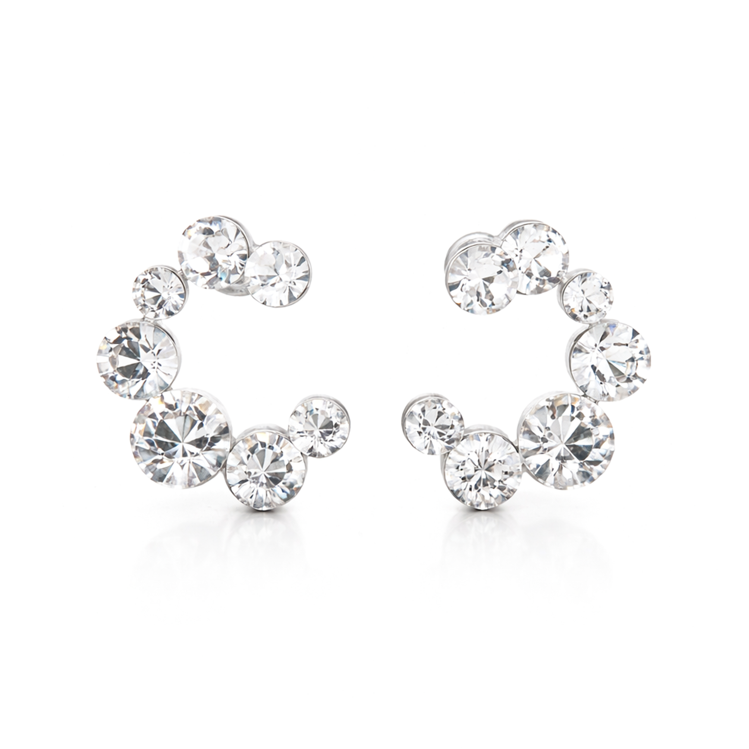 Swirl Wreath Cluster Stud Earrings - Clear