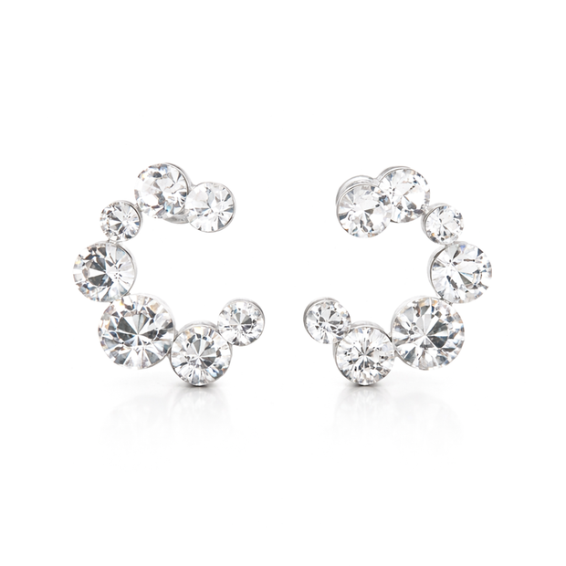 Swirl Wreath Cluster Stud Earrings - Clear