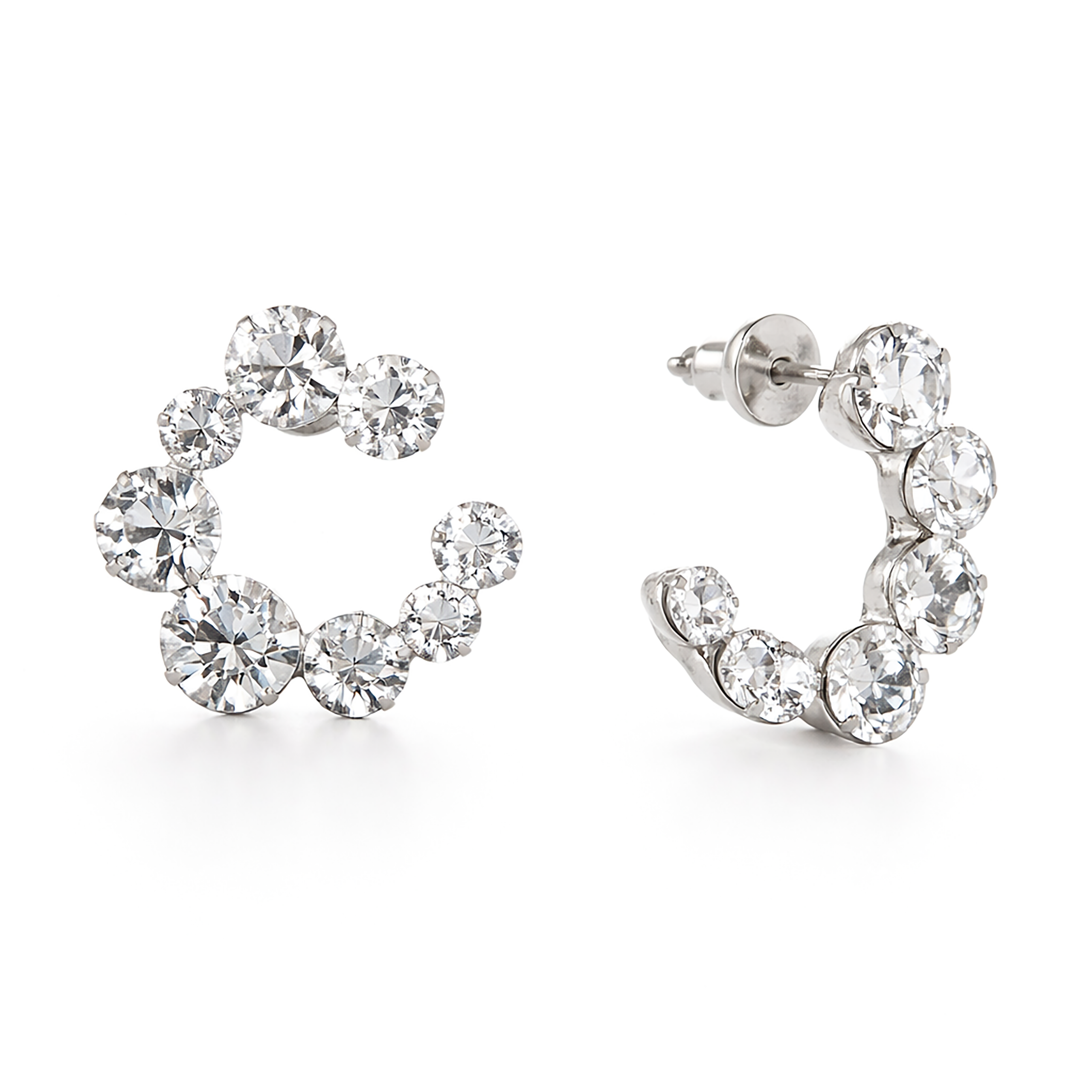 Swirl Wreath Cluster Stud Earrings - Clear