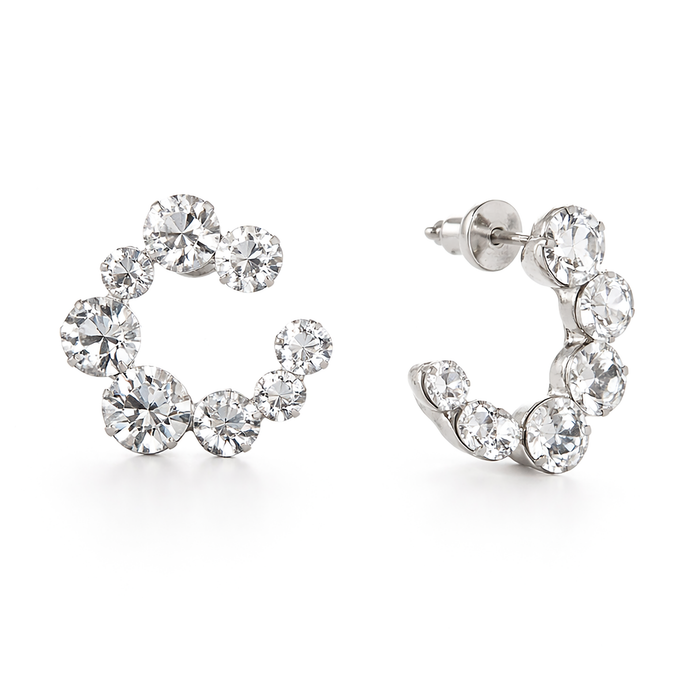 Swirl Wreath Cluster Stud Earrings - Clear