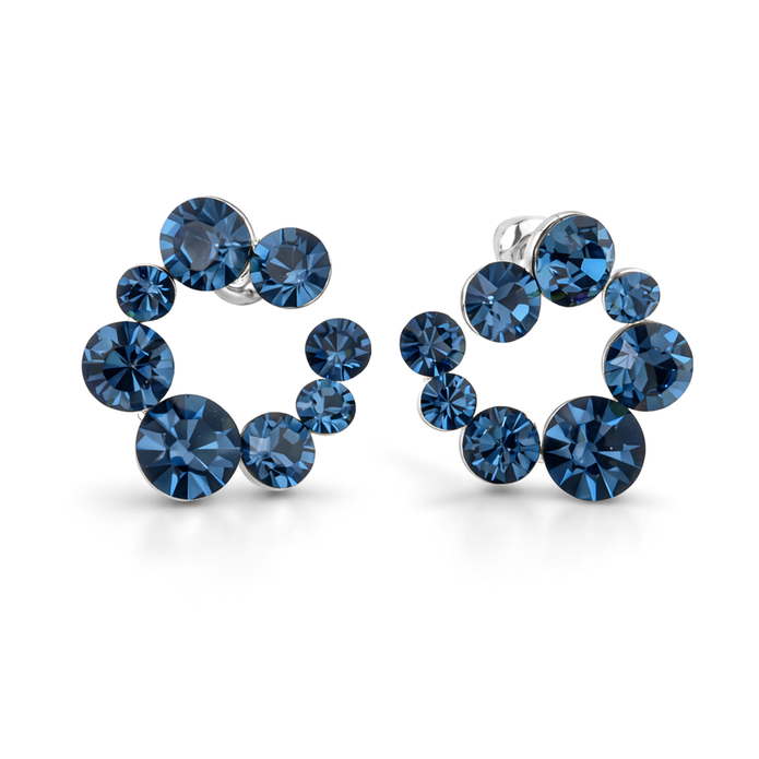 Swirl Wreath Cluster Stud Earrings - Navy Blue