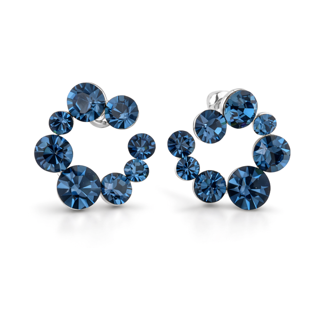 Swirl Wreath Cluster Stud Earrings - Navy Blue