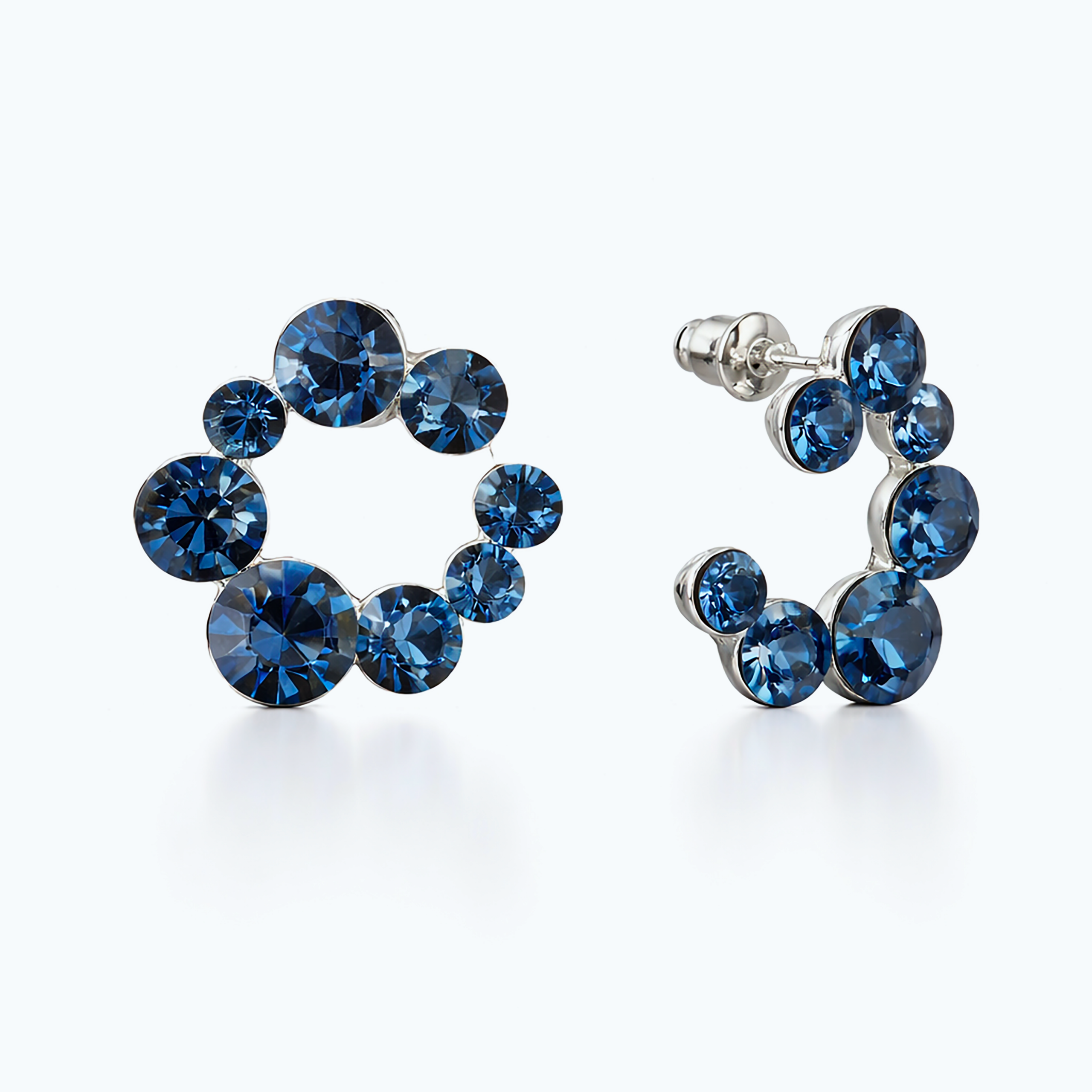 Swirl Wreath Cluster Stud Earrings - Navy Blue
