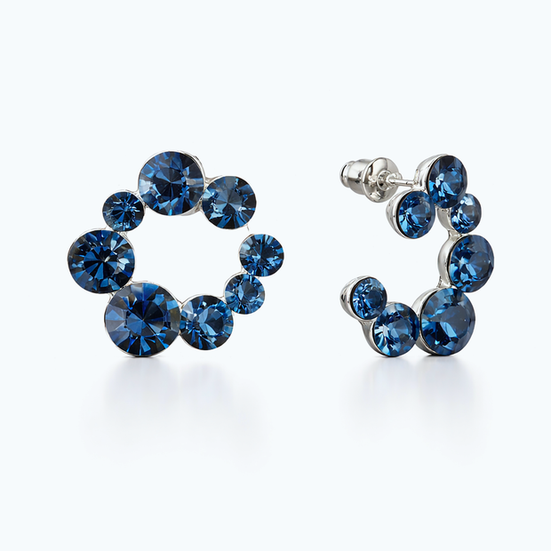 Swirl Wreath Cluster Stud Earrings - Navy Blue
