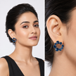 Swirl Wreath Cluster Stud Earrings - Navy Blue