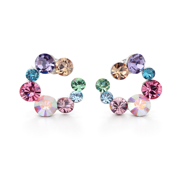 Swirl Wreath Cluster Stud Earrings - Multi-Color